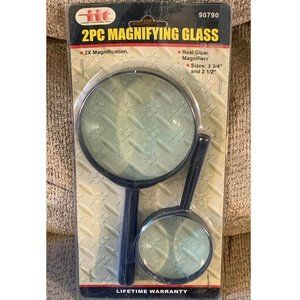 Illinois Industrial Tool 2 Piece Magnifying Glass Set 2X Magnification **New!**
